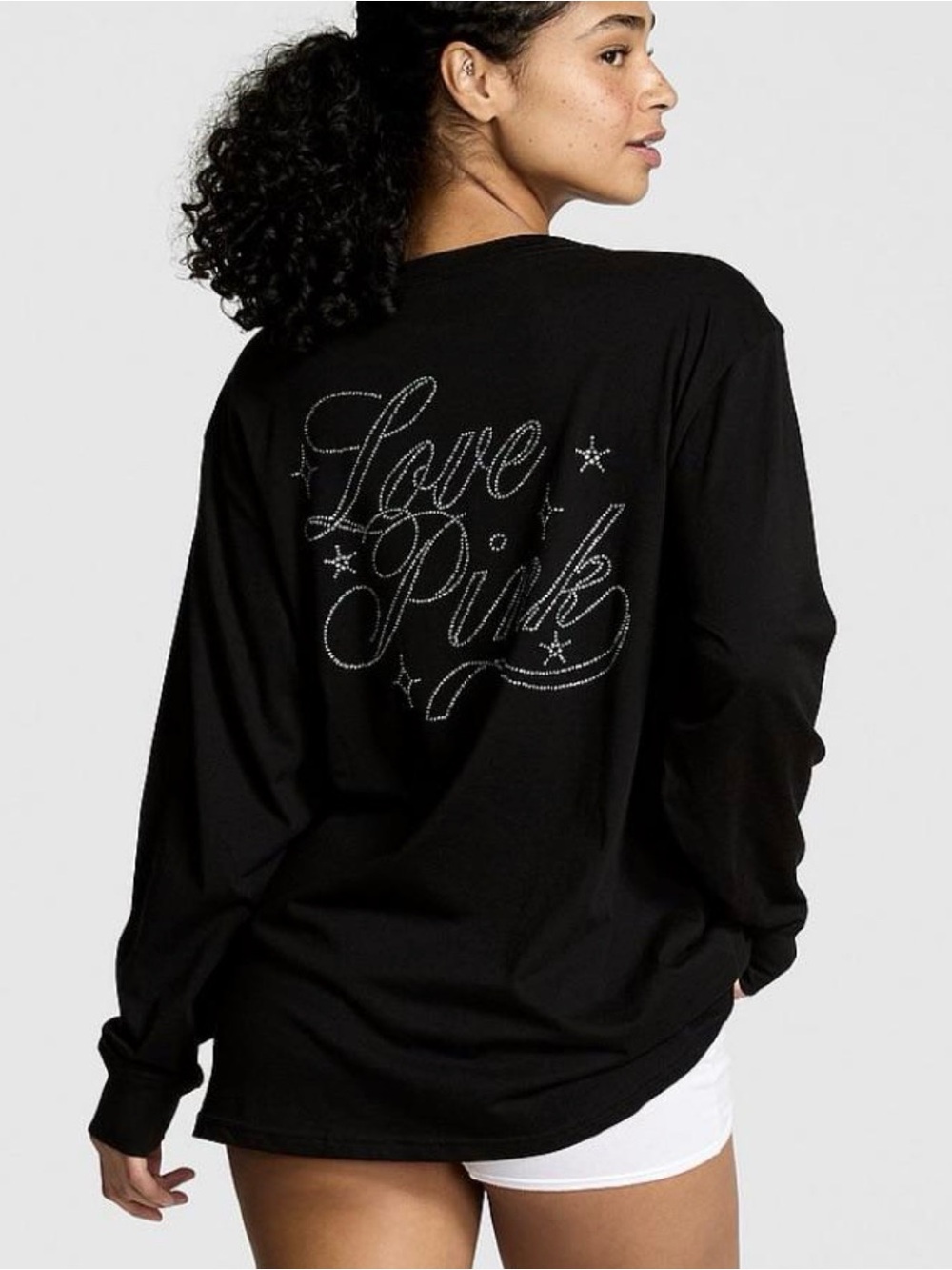 NWT Victoria’s Secret PINK Limited Edition 2025 Love Pink Rhinestone Long Sleeve